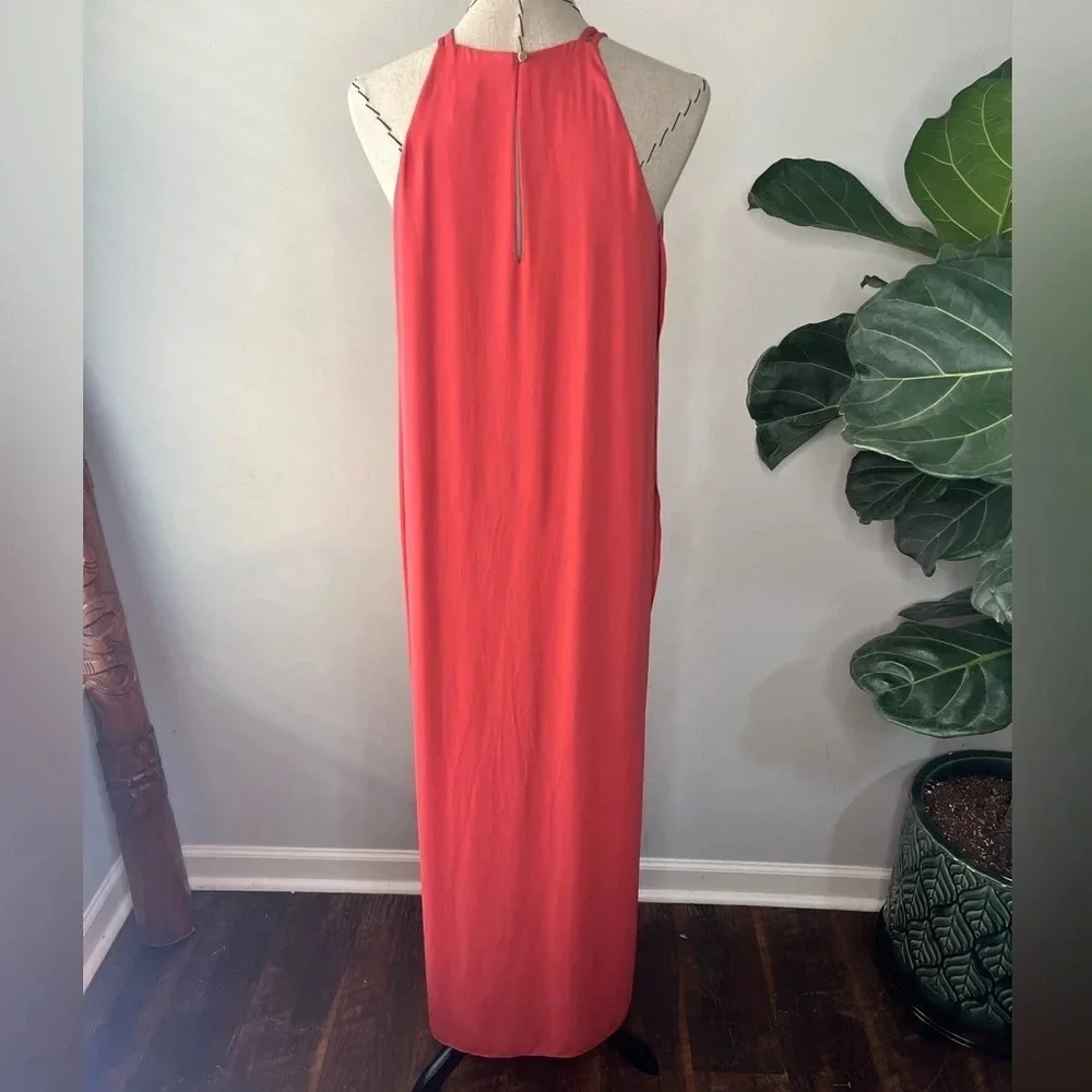 White House Black Market maxi coral size 6 lined dress polyester wedding evening - Picture 2 of 9